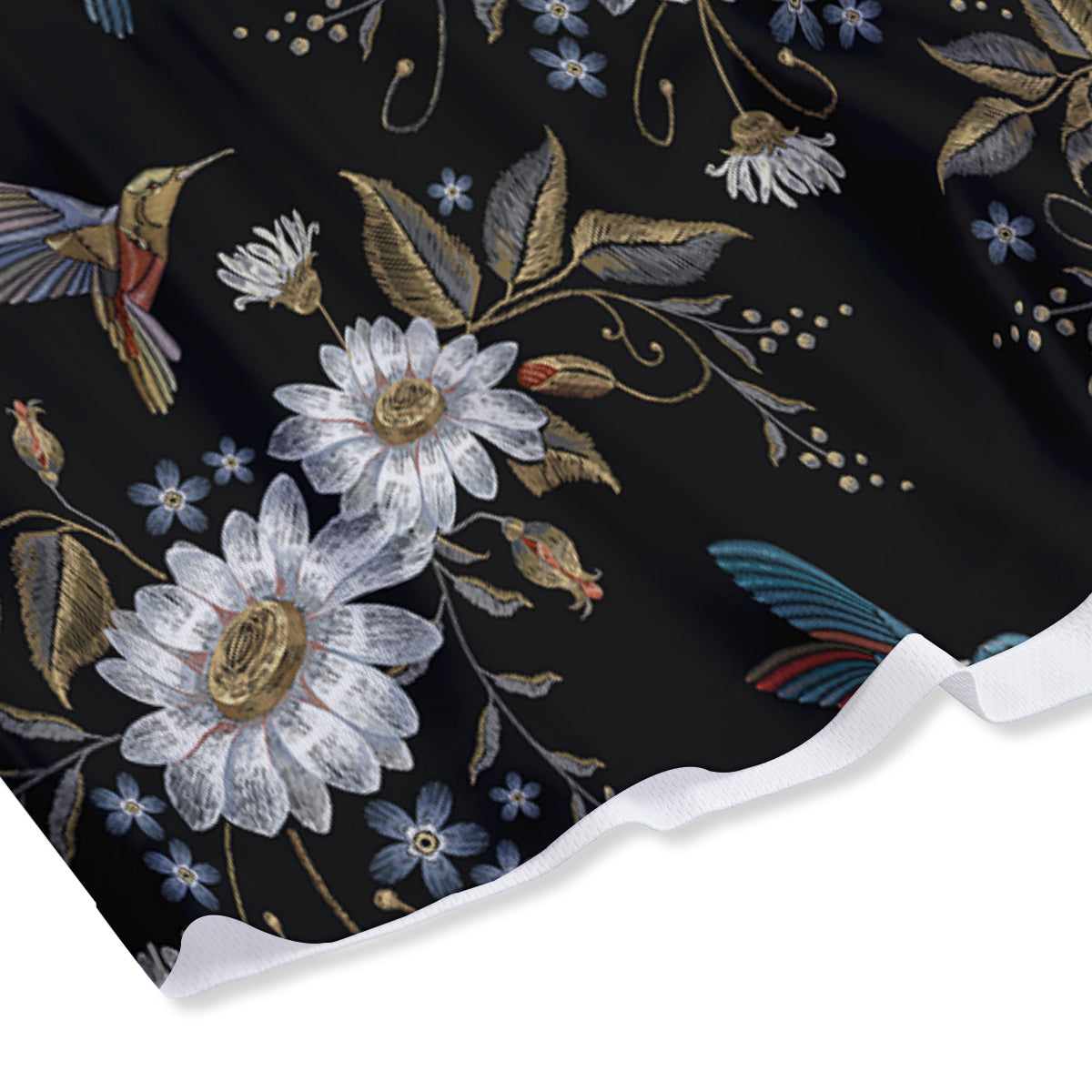 Hummingbird Floral Vintage Print Pattern Mesh Shorts
