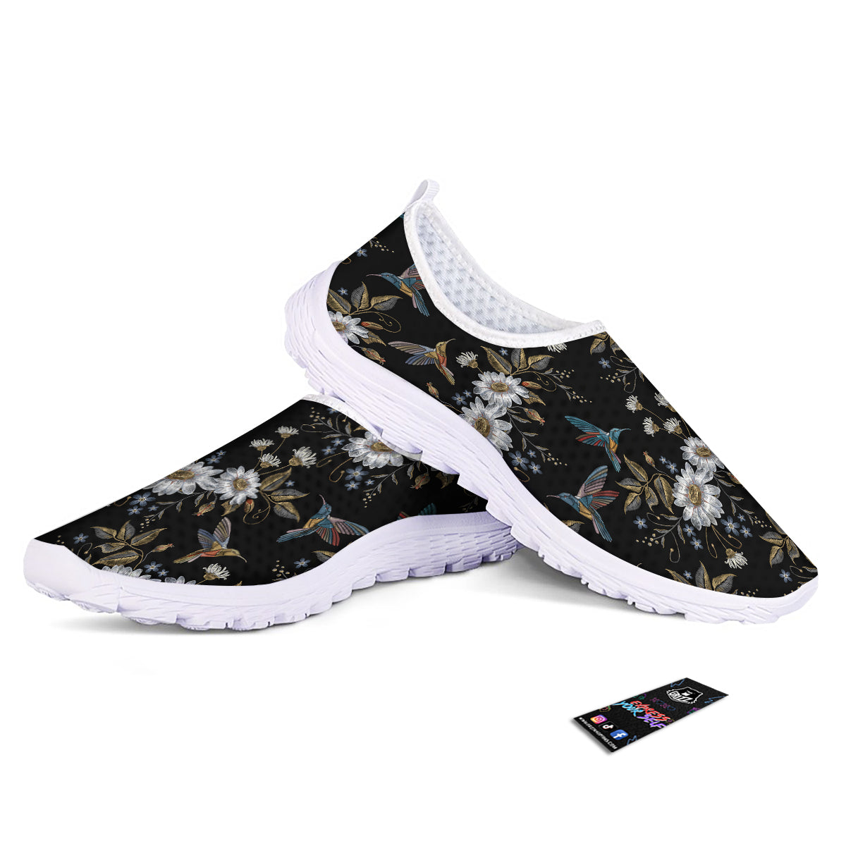 Hummingbird Floral Vintage Print Pattern Nurse Shoes-grizzshop
