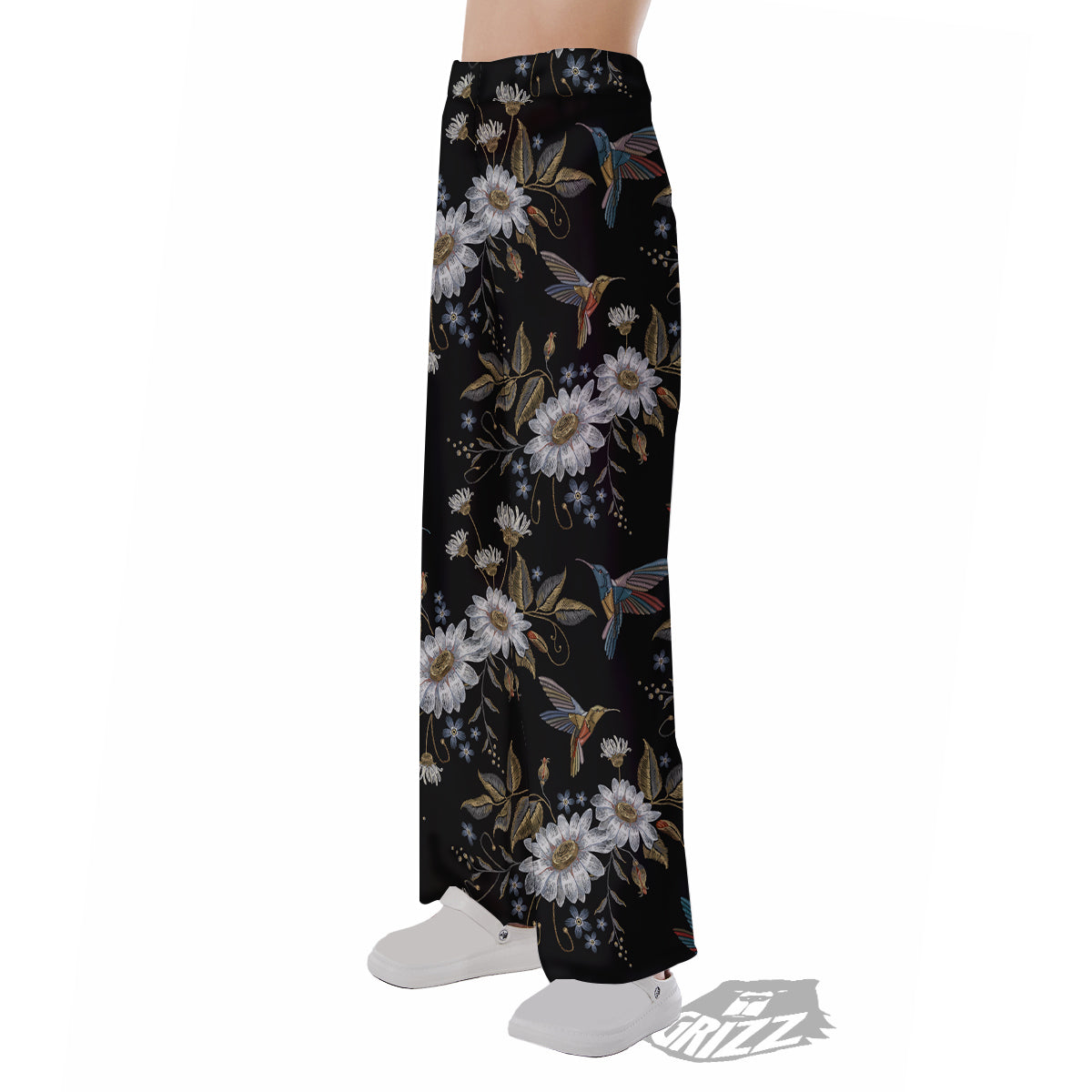 Hummingbird Floral Vintage Print Pattern Pajama Pants-grizzshop