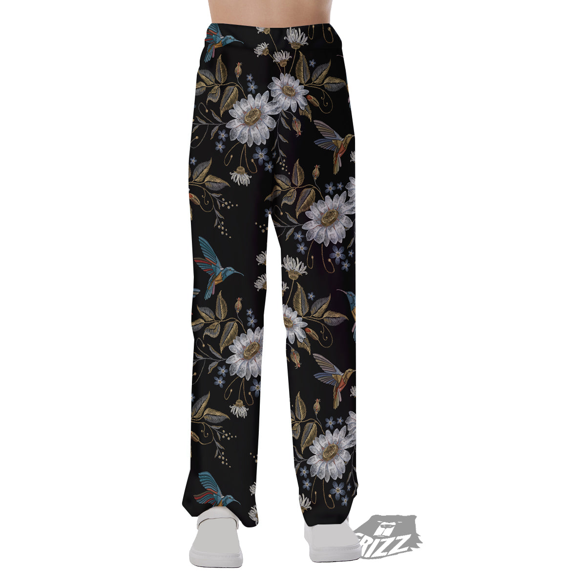 Hummingbird Floral Vintage Print Pattern Pajama Pants-grizzshop