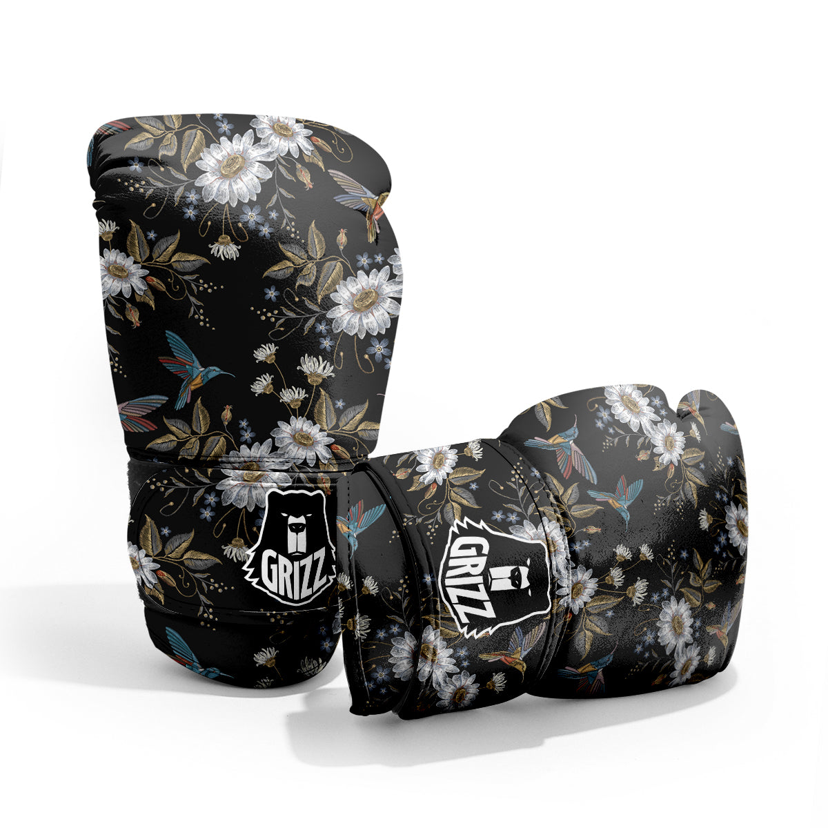 Hummingbird Floral Vintage Print Pattern Pro Boxing Glove