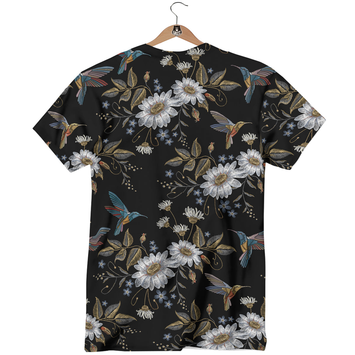 Hummingbird Floral Vintage Print Pattern T-Shirt-grizzshop