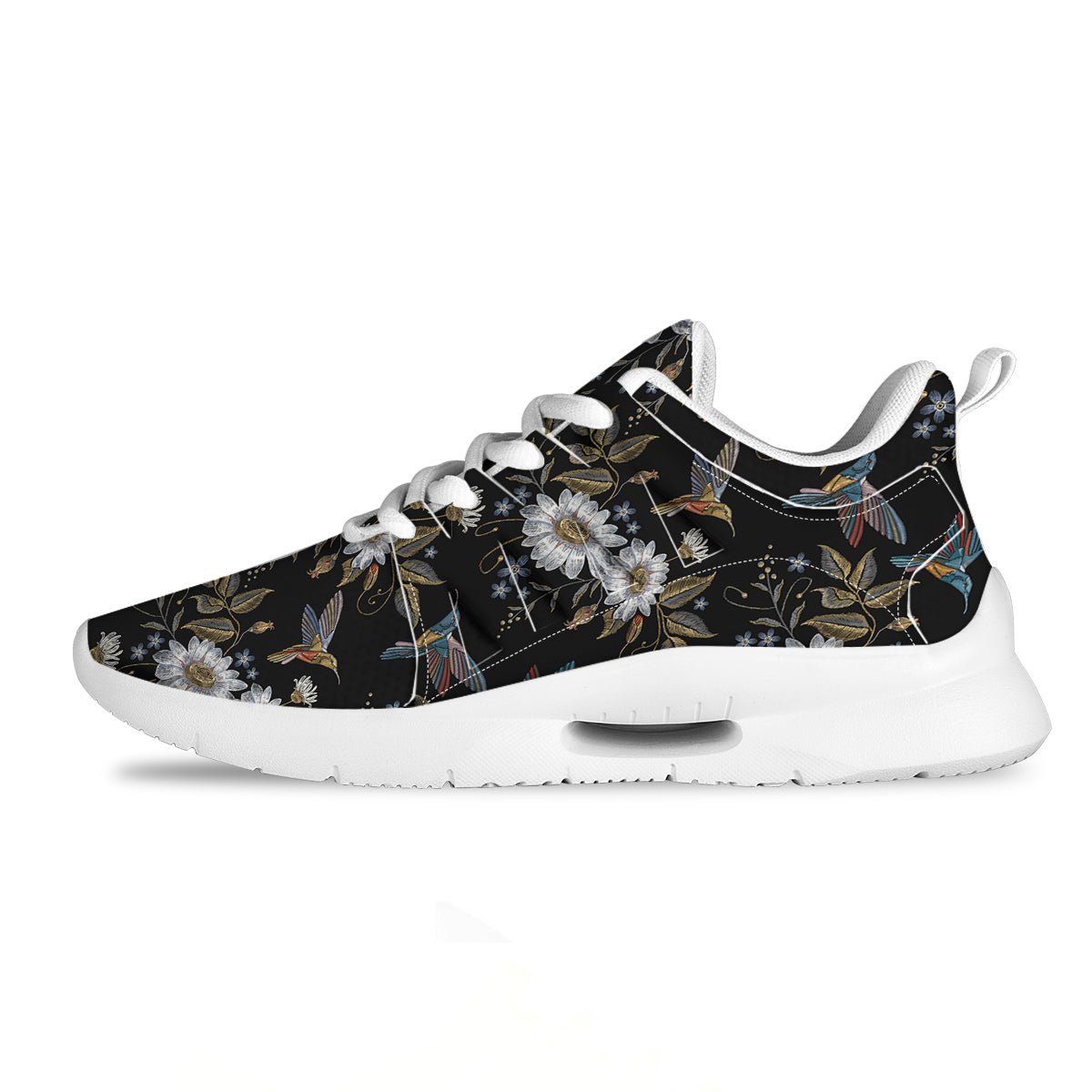 Hummingbird Floral Vintage Print Pattern Tennis Shoes-grizzshop