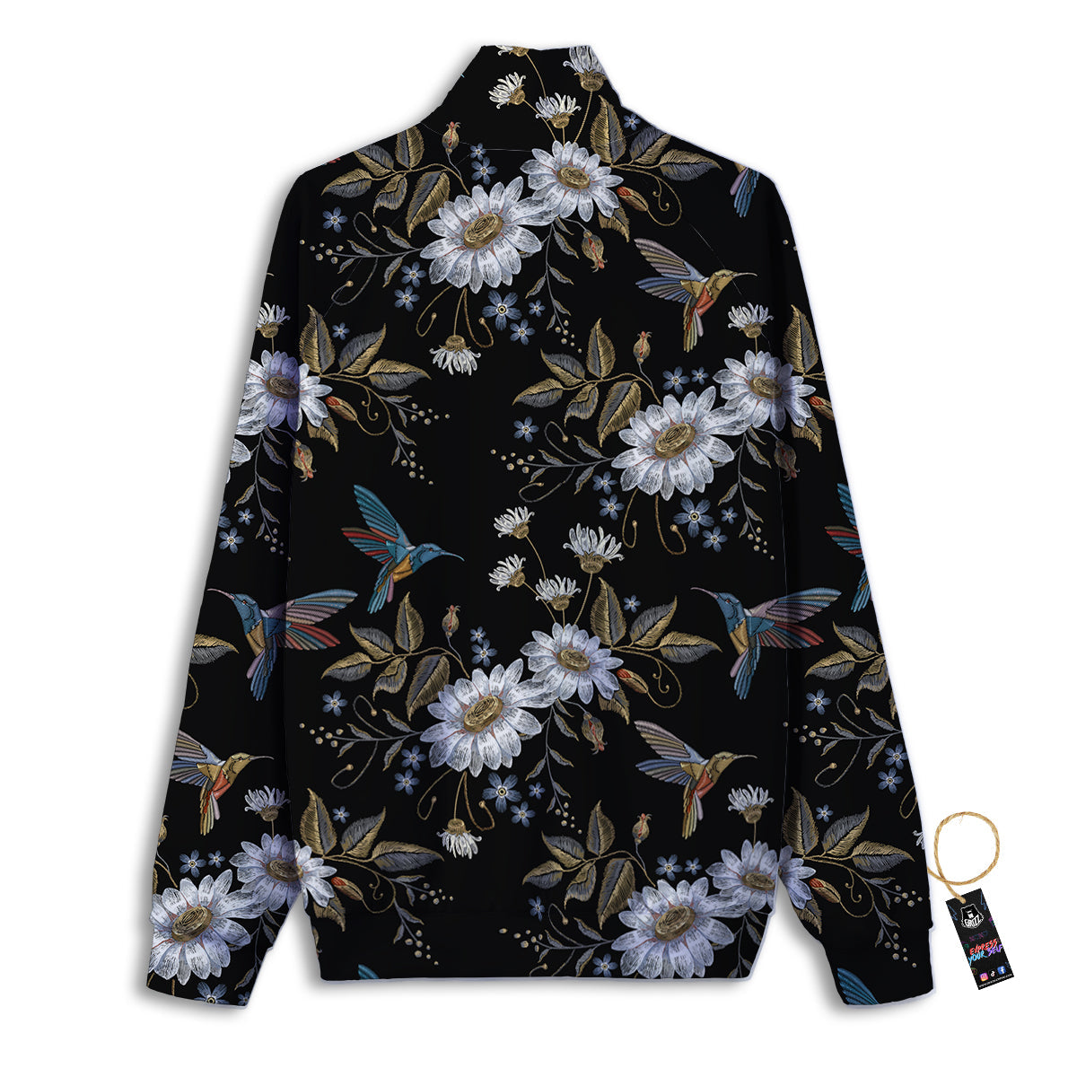 Hummingbird Floral Vintage Print Pattern Track Jacket-grizzshop