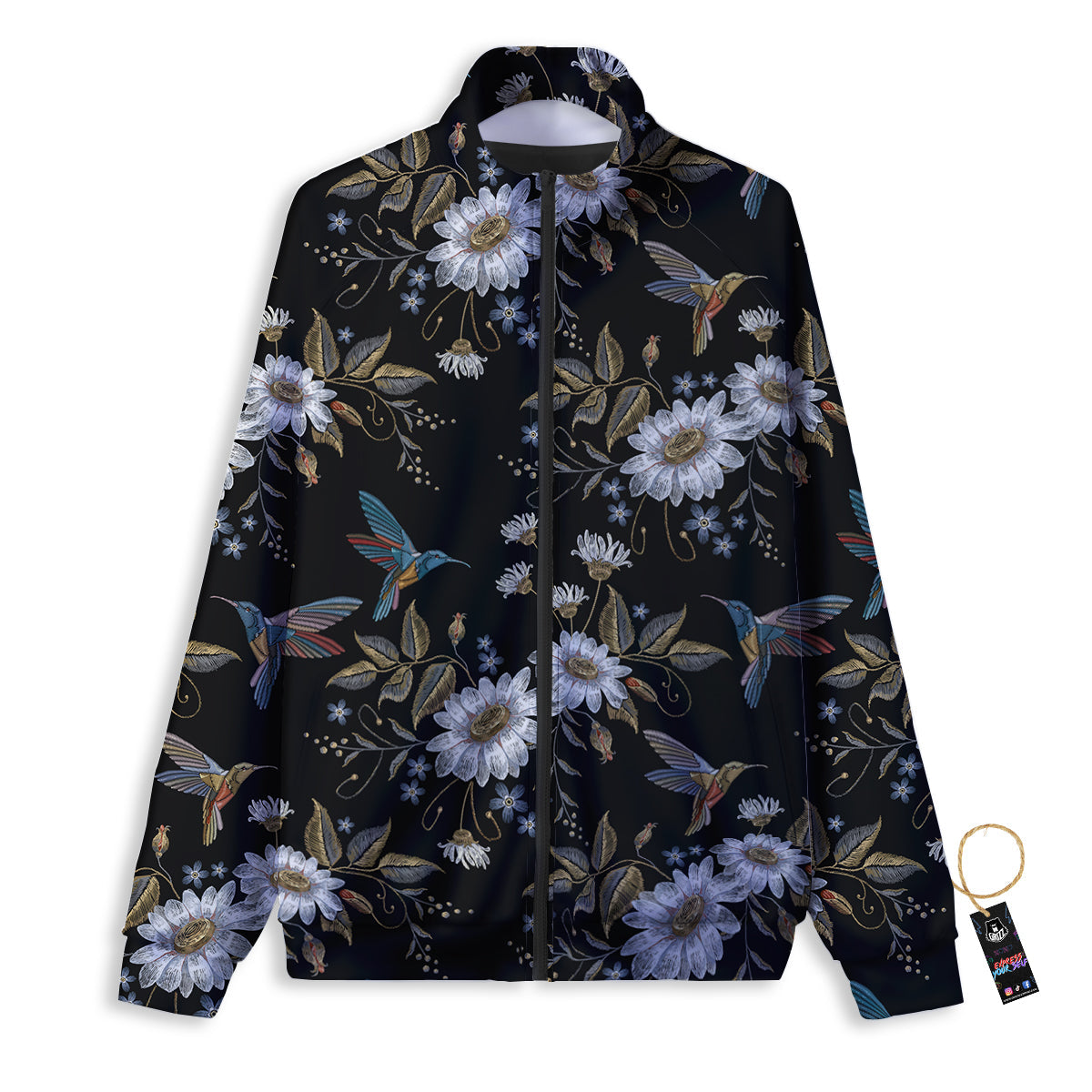 Hummingbird Floral Vintage Print Pattern Track Jacket-grizzshop