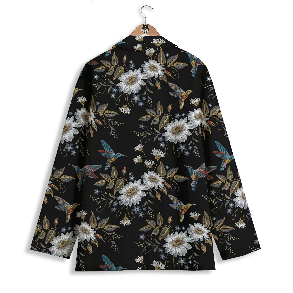 Hummingbird Floral Vintage Print Pattern Women's Blazer-grizzshop