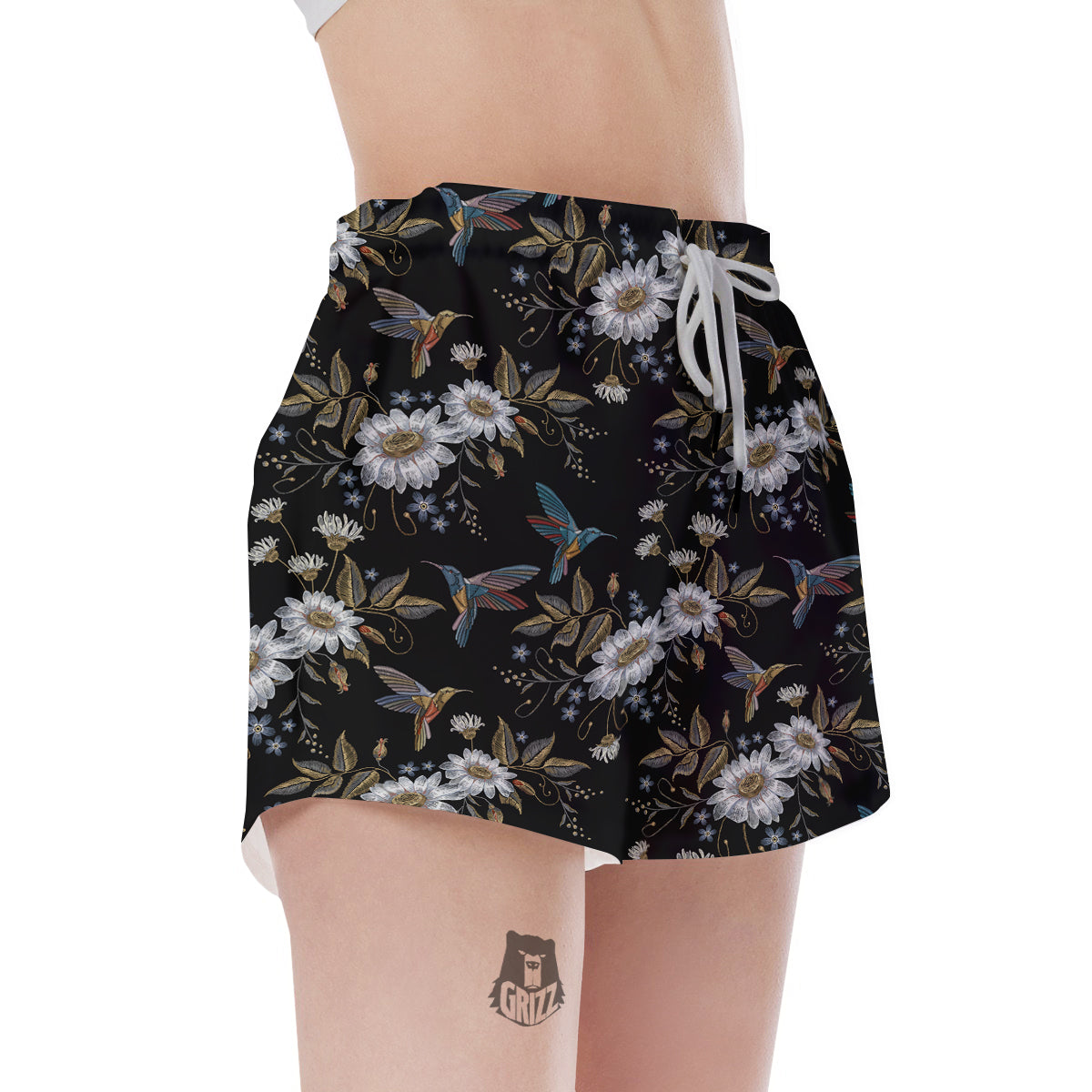 Hummingbird Floral Vintage Print Pattern Women's Shorts-grizzshop