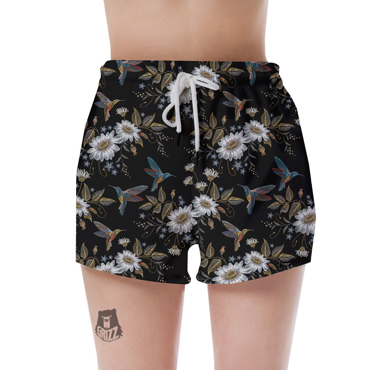 Hummingbird Floral Vintage Print Pattern Women's Shorts-grizzshop