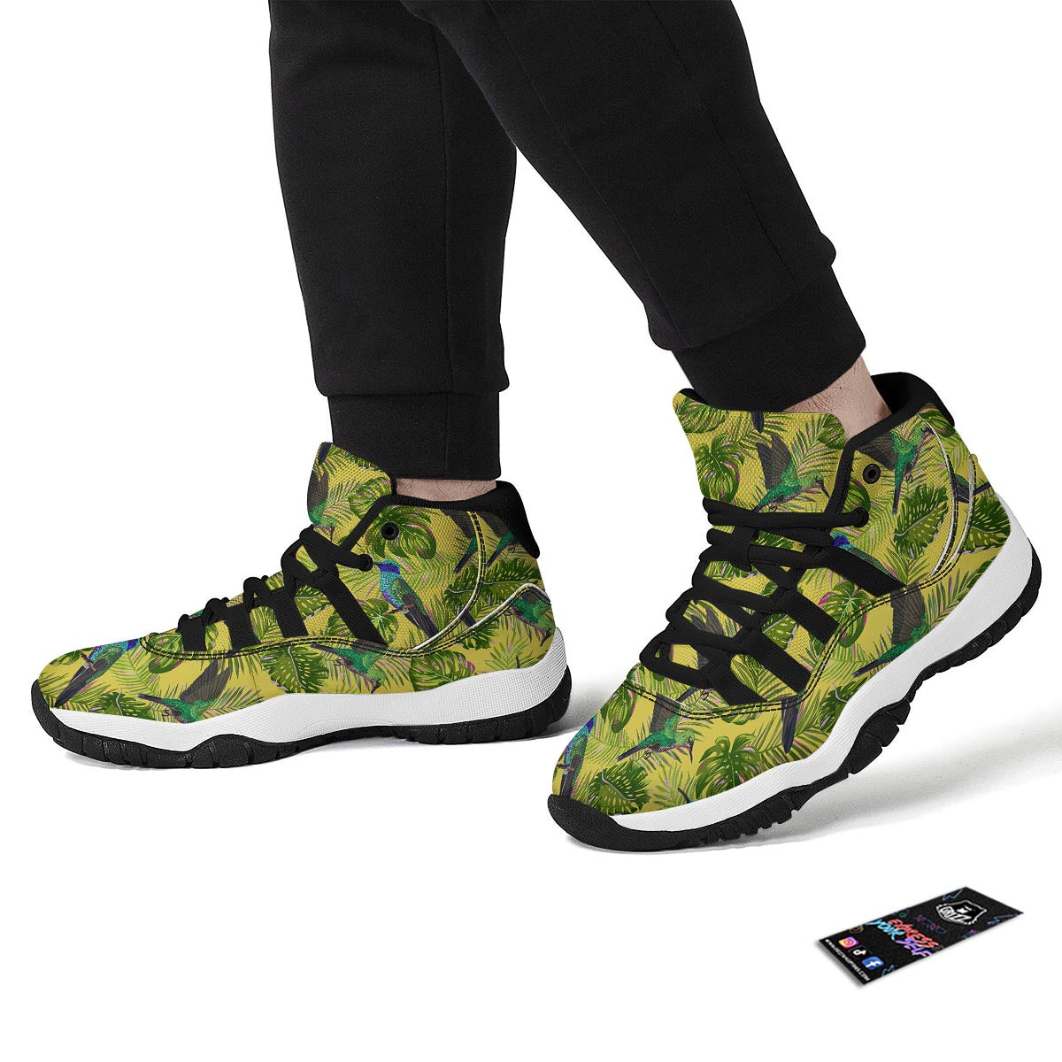 Hummingbird Palm Leaves Black Bball Shoes-grizzshop