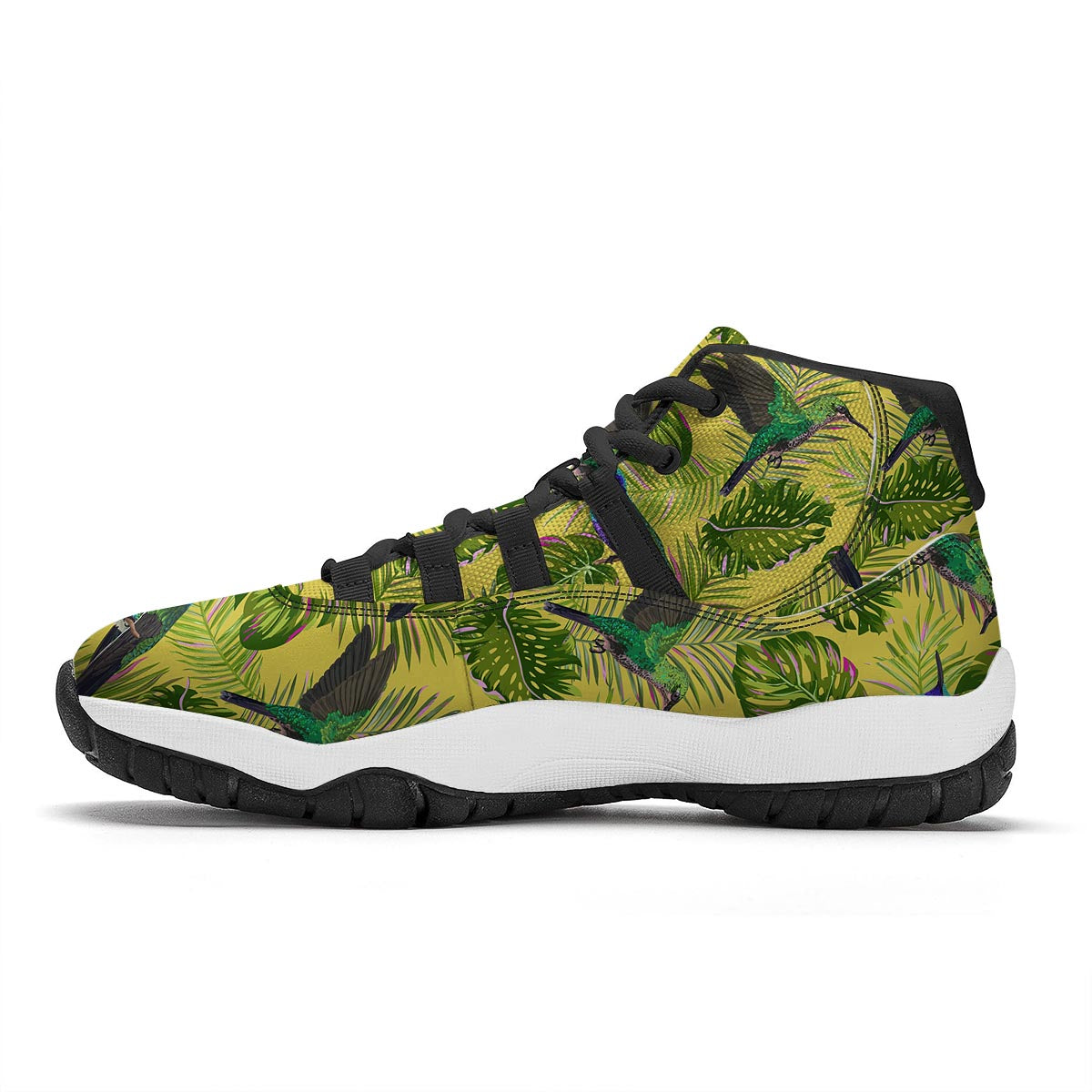 Hummingbird Palm Leaves Black Bball Shoes-grizzshop