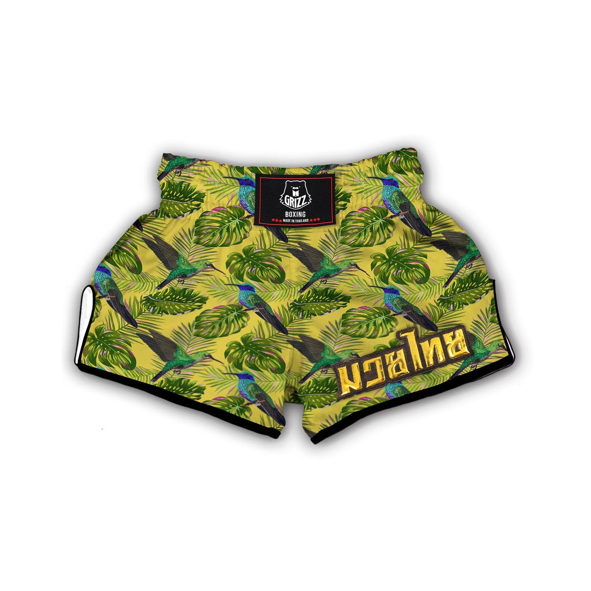Hummingbird Palm Leaves Muay Thai Boxing Shorts-grizzshop