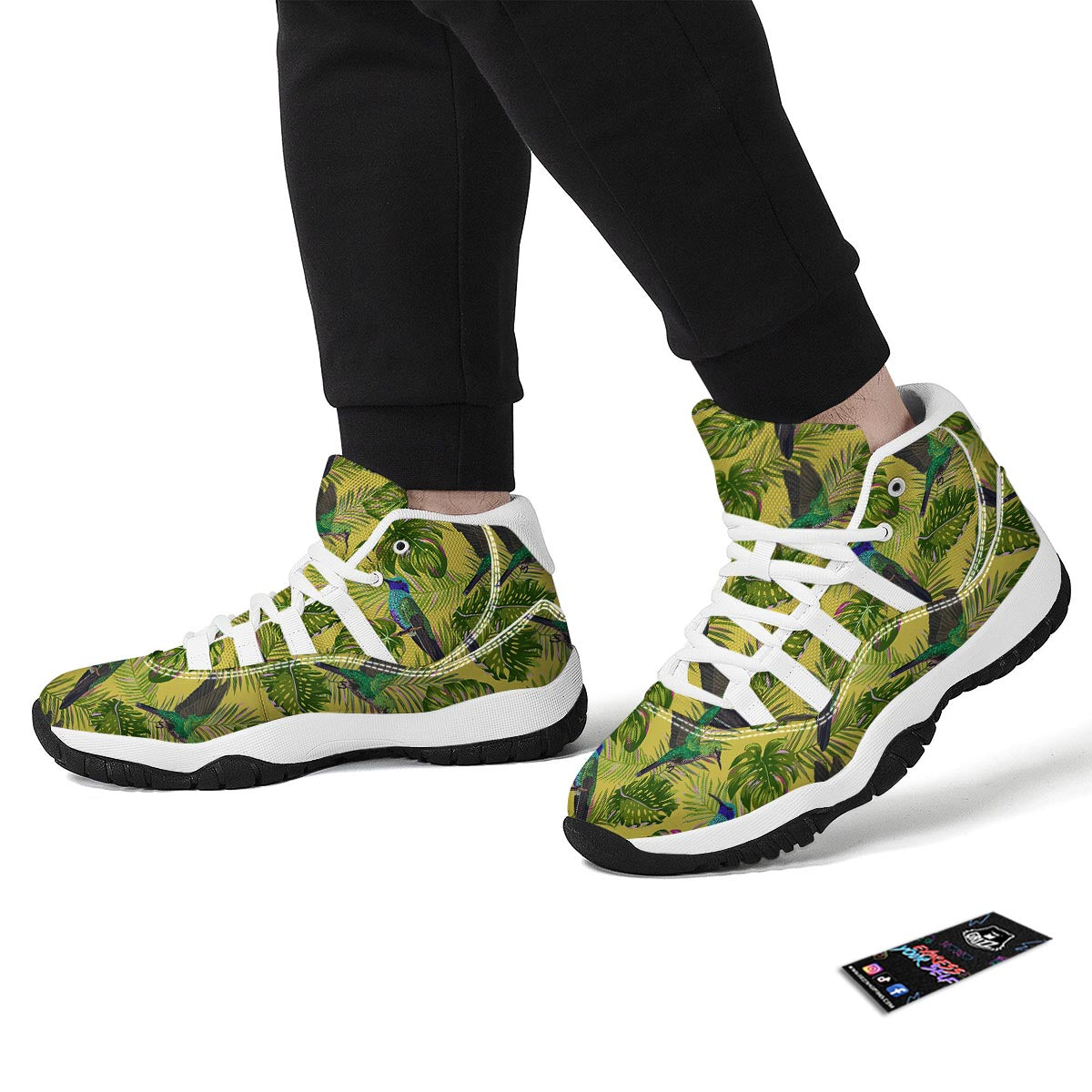 Hummingbird Palm Leaves White Bball Shoes-grizzshop
