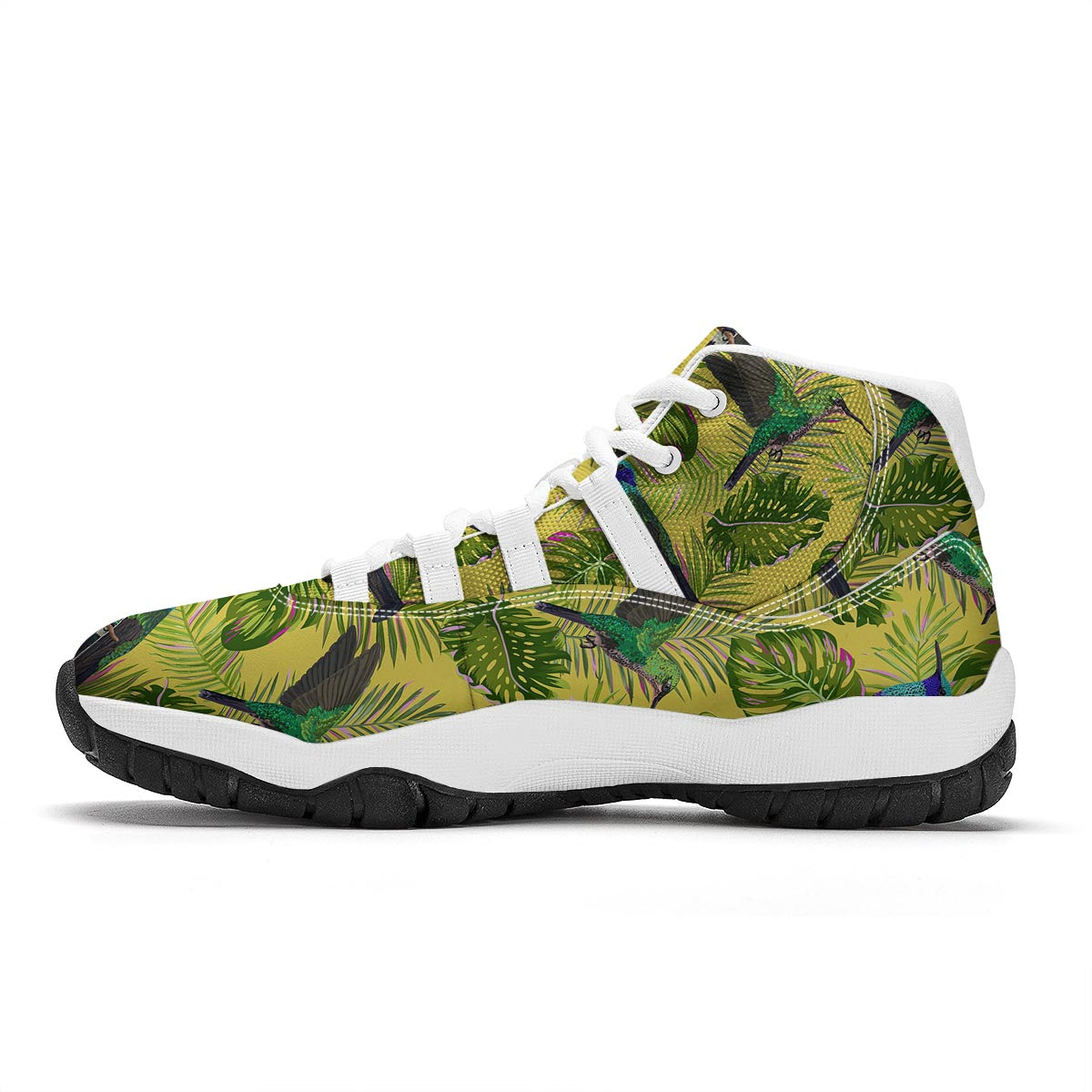 Hummingbird Palm Leaves White Bball Shoes-grizzshop