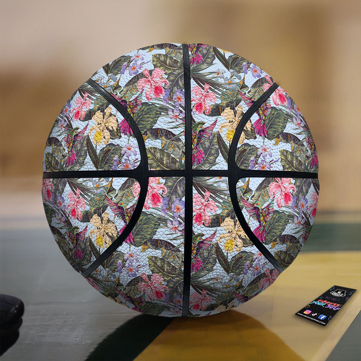 Hummingbird Tropical Print Pattern Basketball