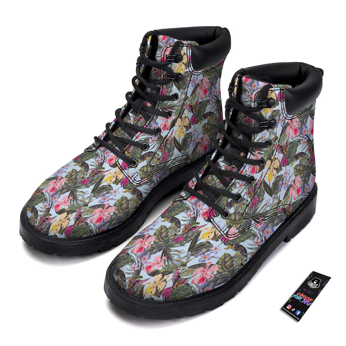 Hummingbird Tropical Print Pattern Boots-grizzshop