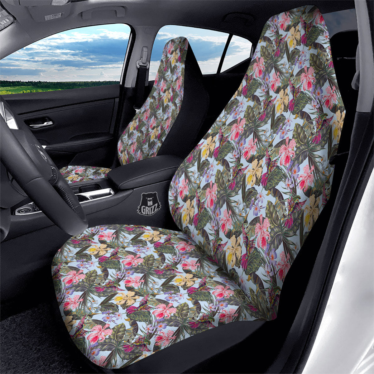 Hummingbird Tropical Print Pattern Car Seat Covers-grizzshop