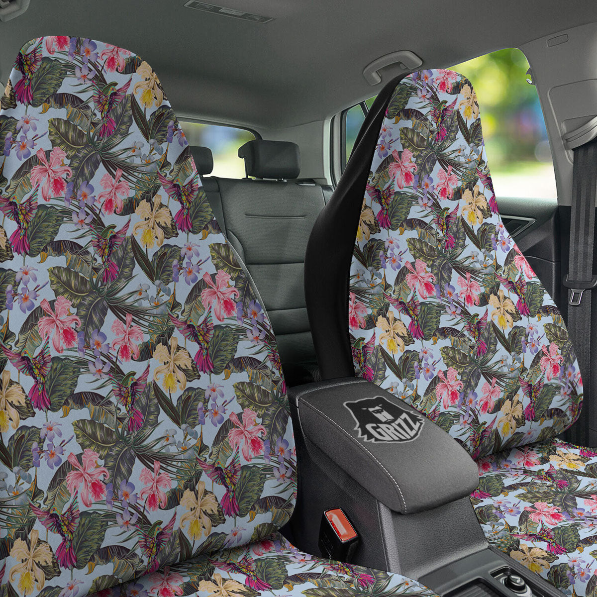 Hummingbird Tropical Print Pattern Car Seat Covers-grizzshop