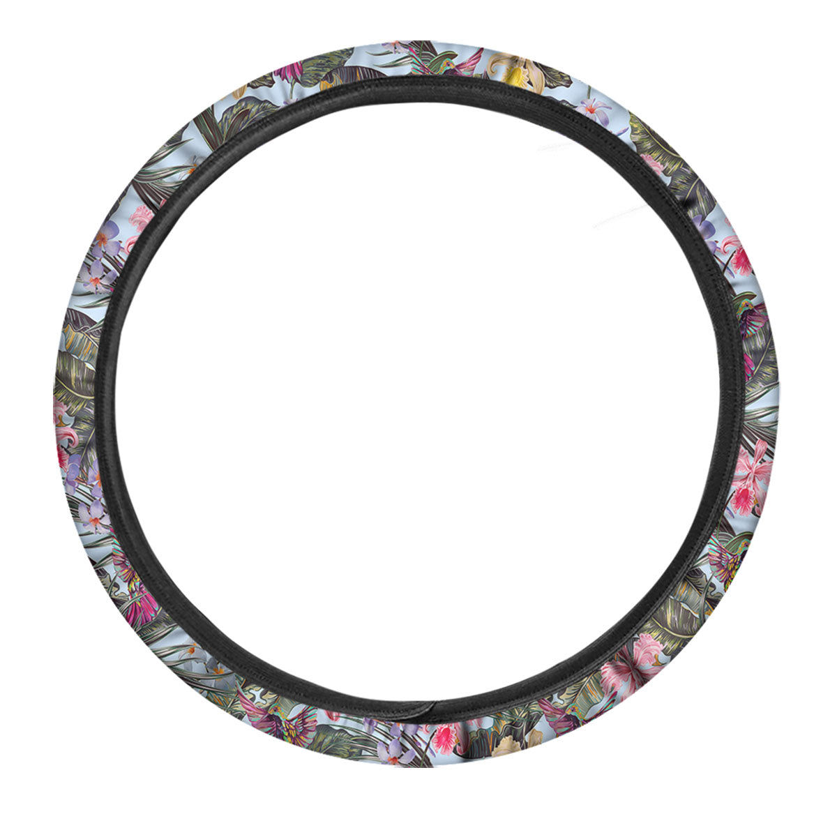 Hummingbird Tropical Print Pattern Car Steering Wheel Cover-grizzshop