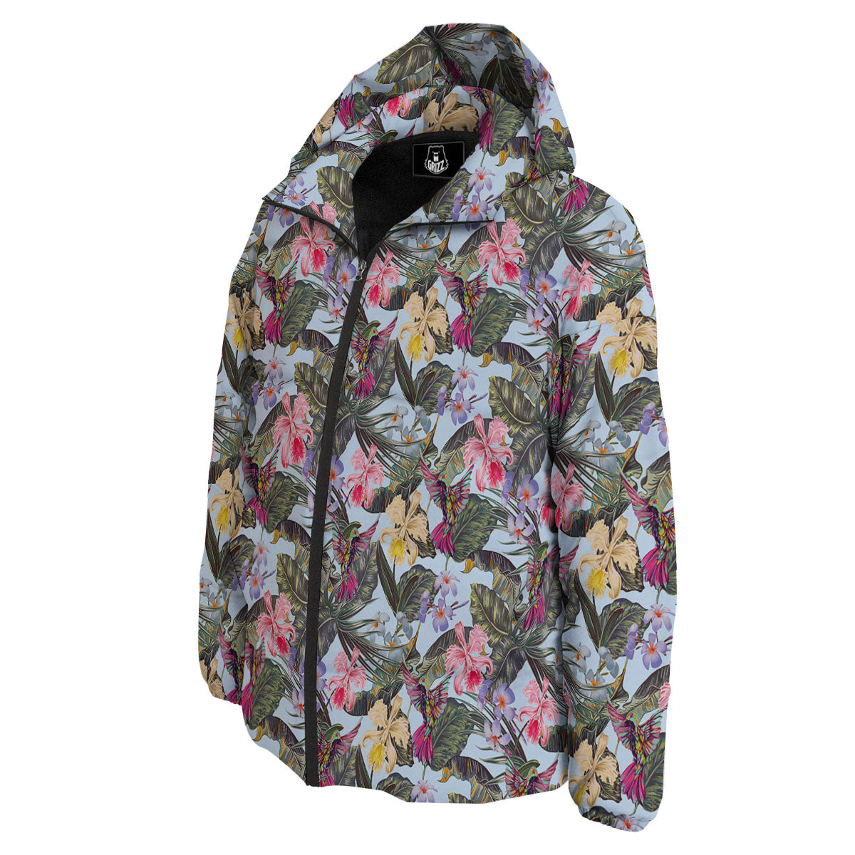 Hummingbird Tropical Print Pattern Down Jacket-grizzshop