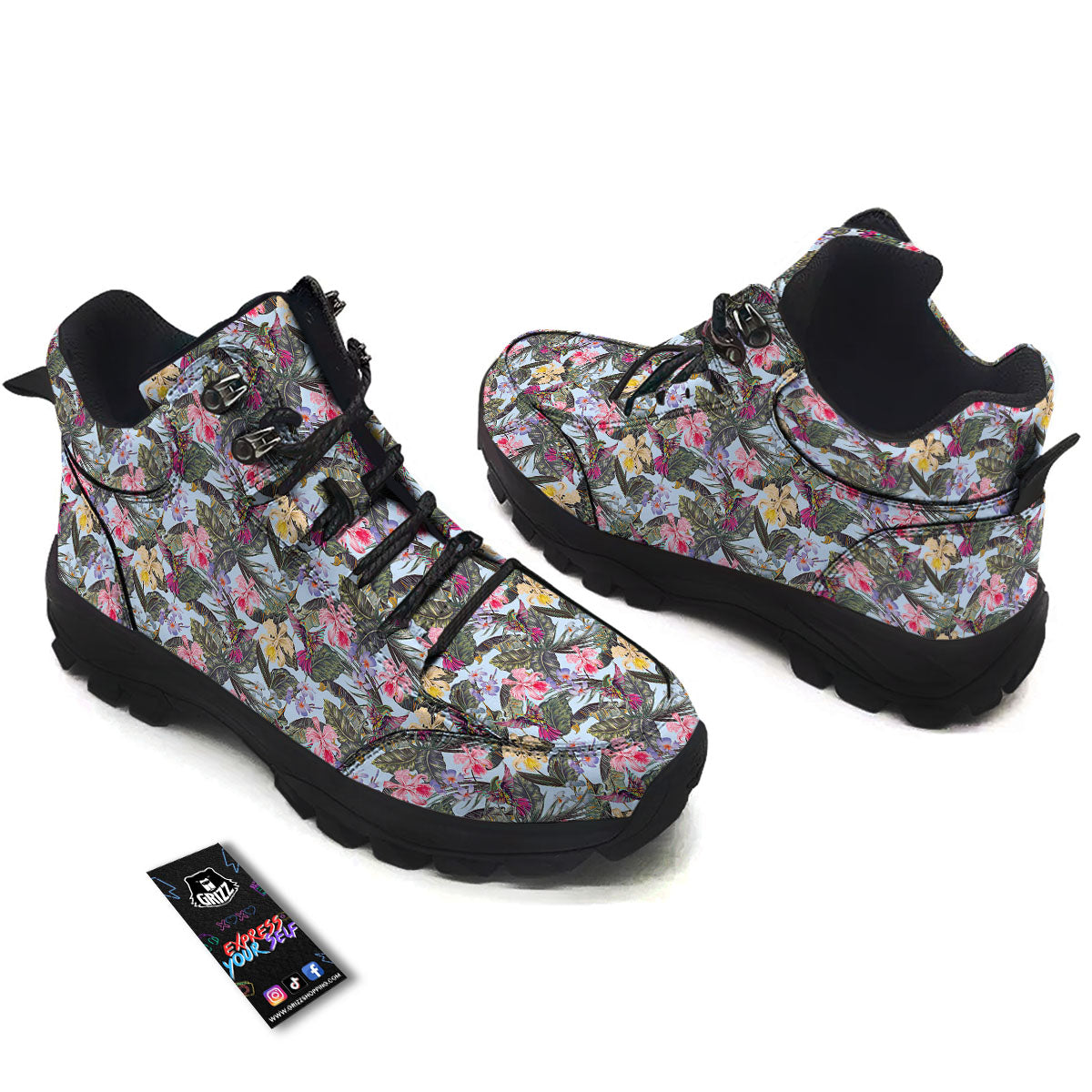 Hummingbird Tropical Print Pattern Hiking Shoes-grizzshop