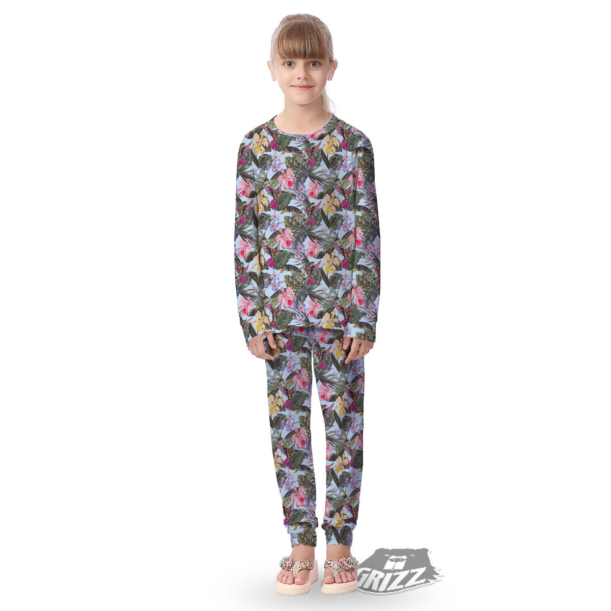 Hummingbird Tropical Print Pattern Kid's Pajamas-grizzshop