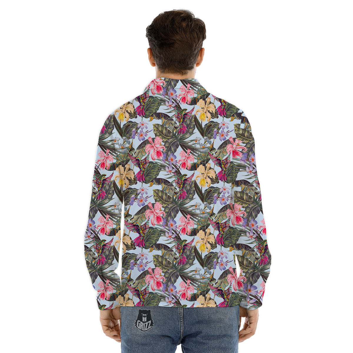 Hummingbird Tropical Print Pattern Men's Dress Shirts-grizzshop