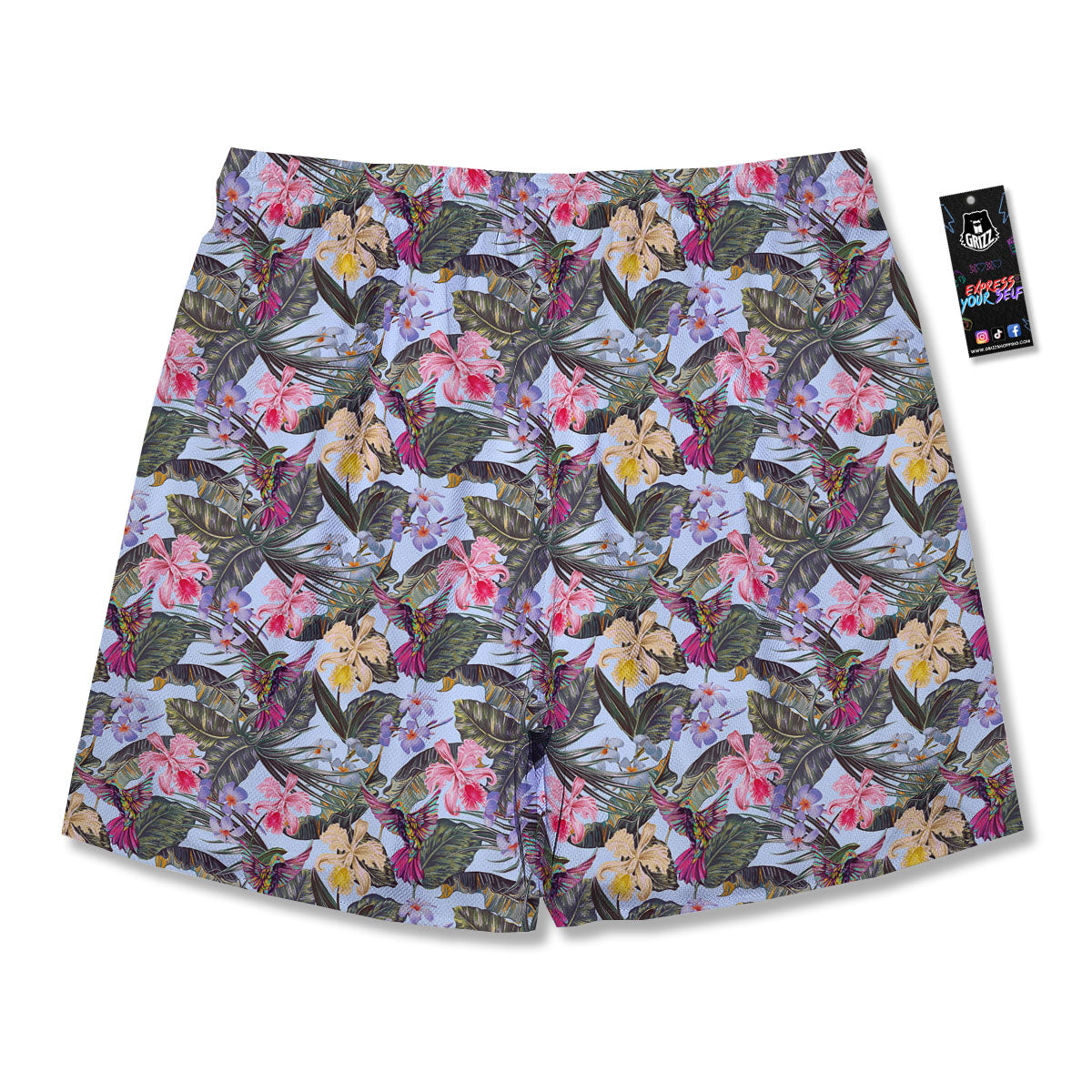 Hummingbird Tropical Print Pattern Men's Running Shorts-grizzshop
