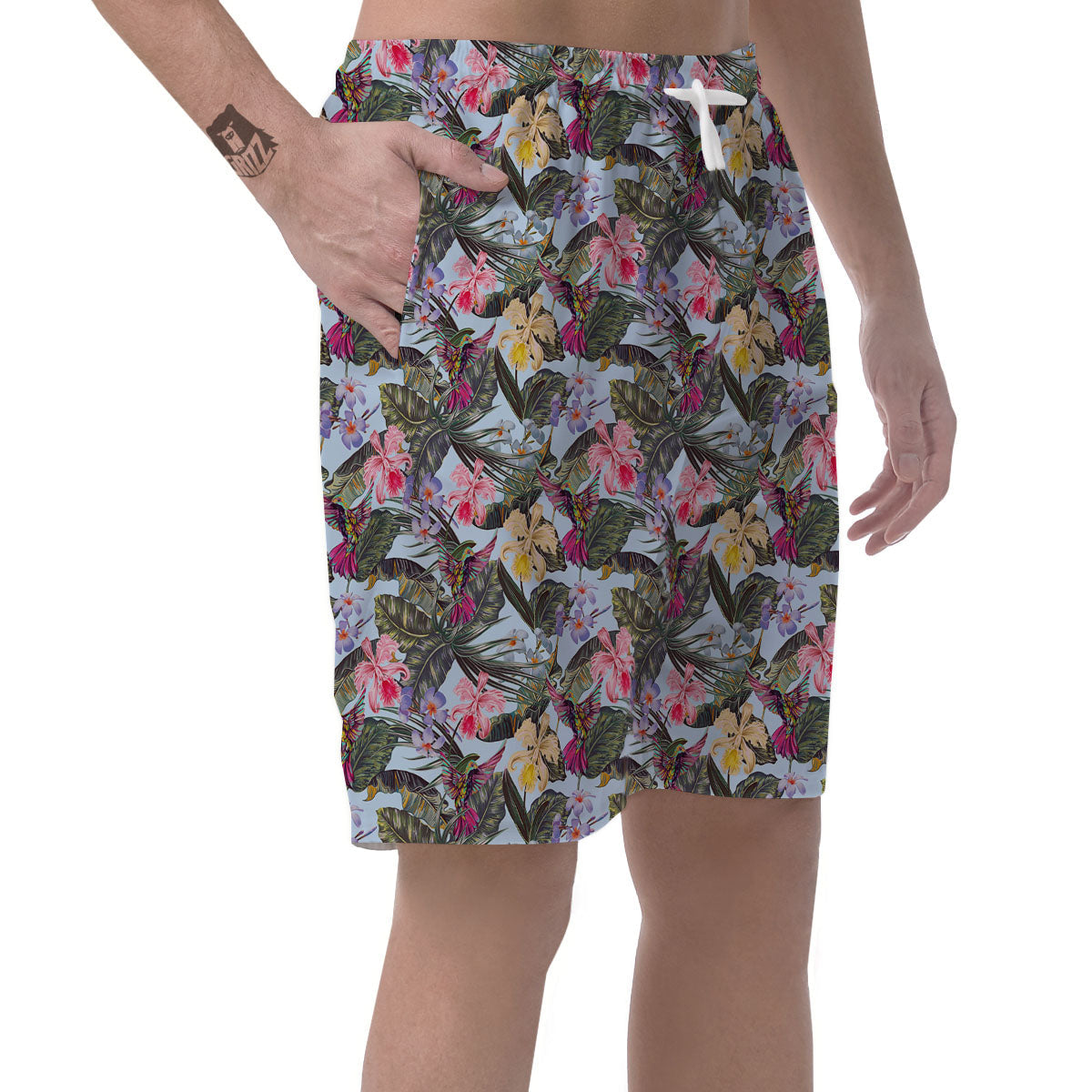 Hummingbird Tropical Print Pattern Men's Shorts-grizzshop
