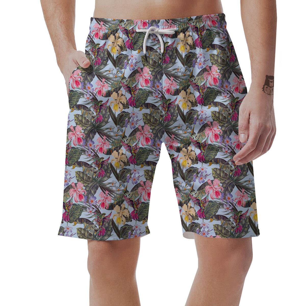 Hummingbird Tropical Print Pattern Men's Shorts-grizzshop