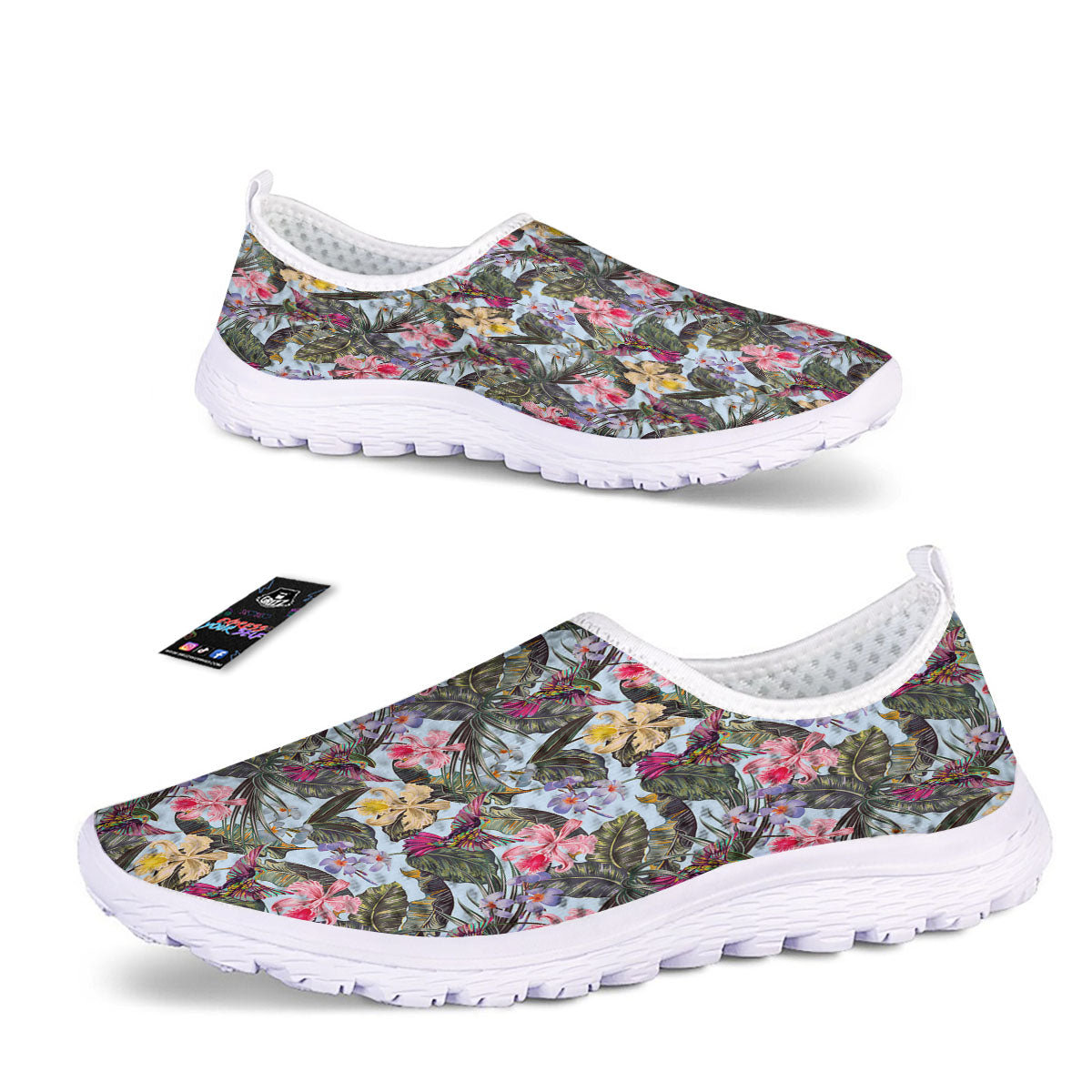 Hummingbird Tropical Print Pattern Nurse Shoes-grizzshop