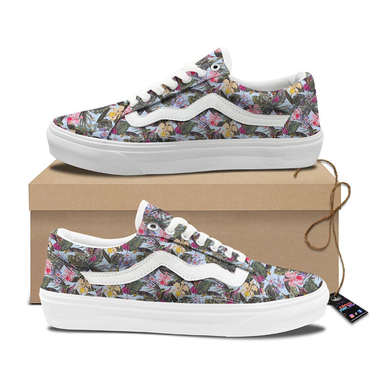 Hummingbird Tropical Print Pattern Skate Shoes-grizzshop