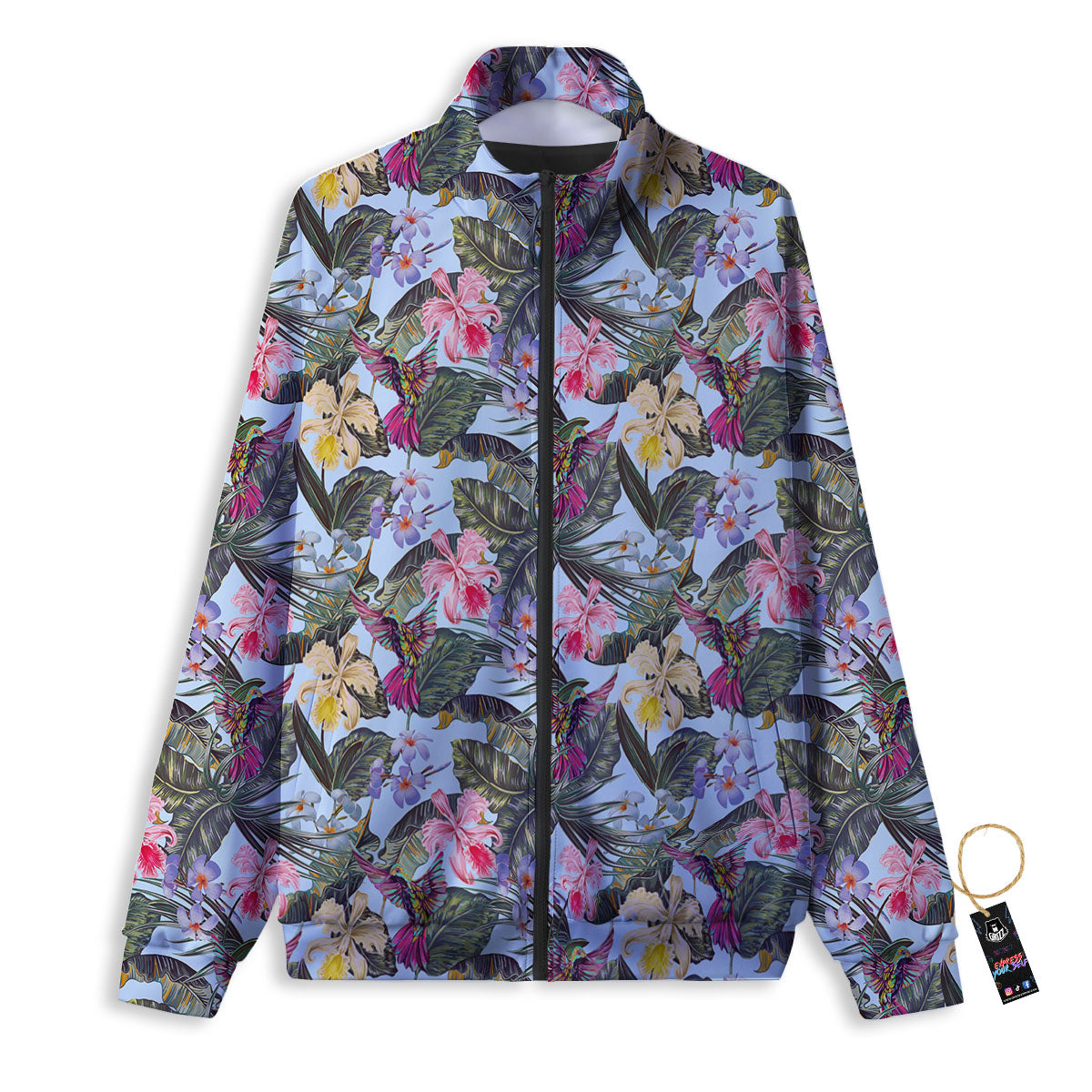 Hummingbird Tropical Print Pattern Track Jacket-grizzshop