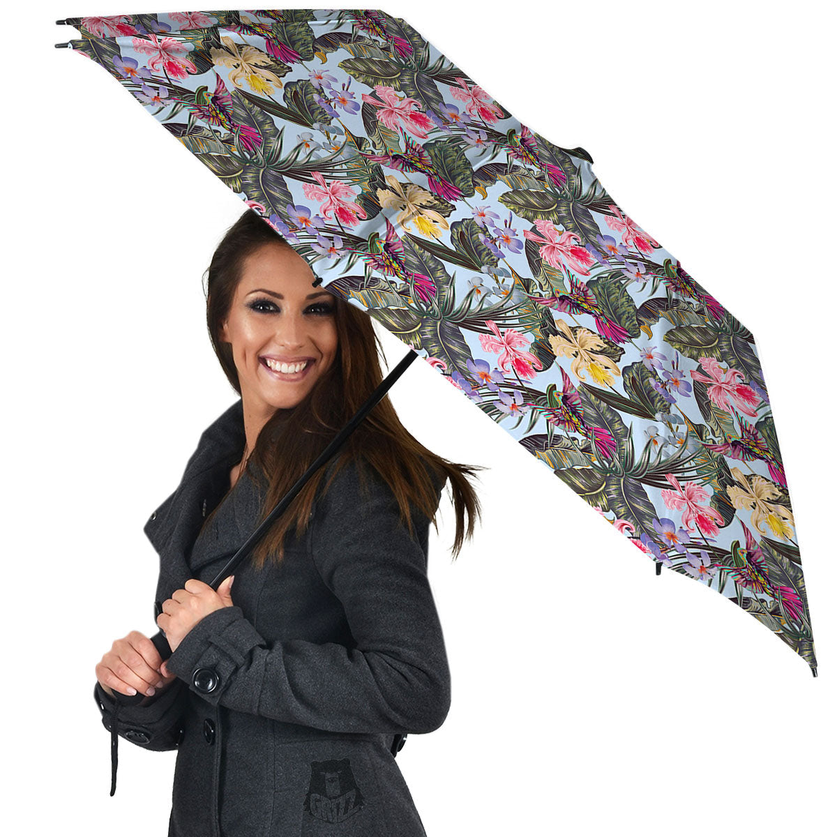 Hummingbird Tropical Print Pattern Umbrella-grizzshop