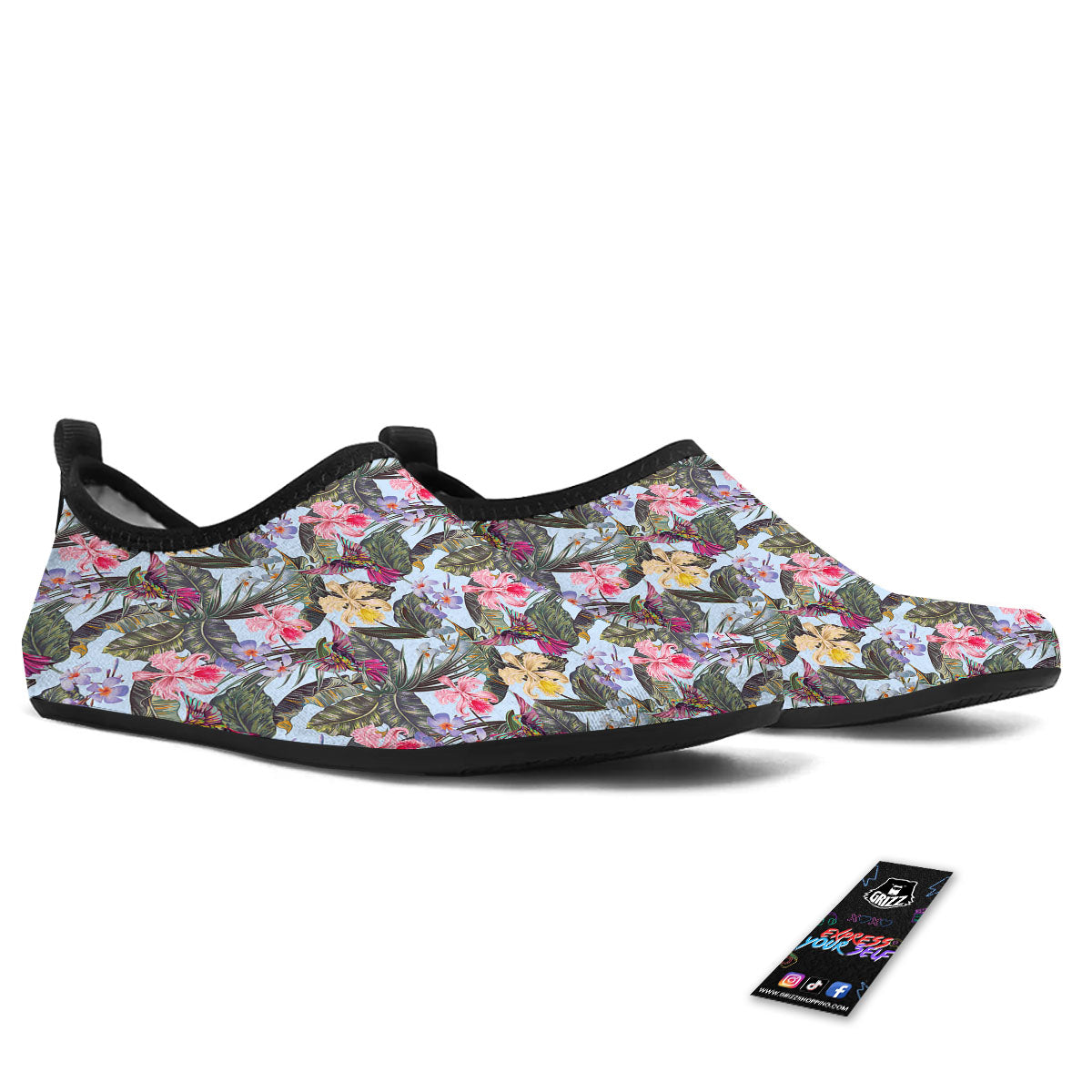 Hummingbird Tropical Print Pattern Water Shoes-grizzshop