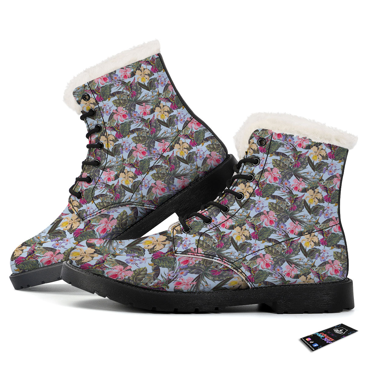 Hummingbird Tropical Print Pattern Winter Boots-grizzshop