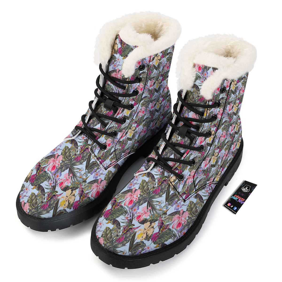 Hummingbird Tropical Print Pattern Winter Boots-grizzshop