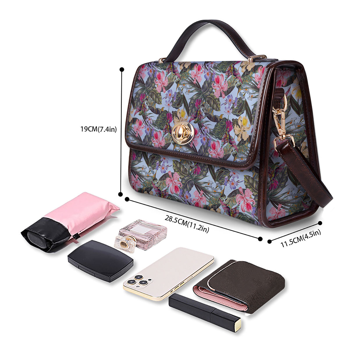 Hummingbird Tropical Print Pattern Women's Satchel Bag-grizzshop