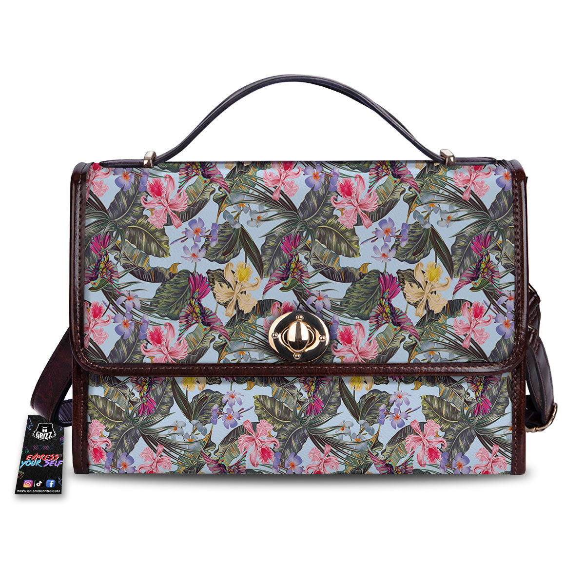 Hummingbird Tropical Print Pattern Women's Satchel Bag-grizzshop