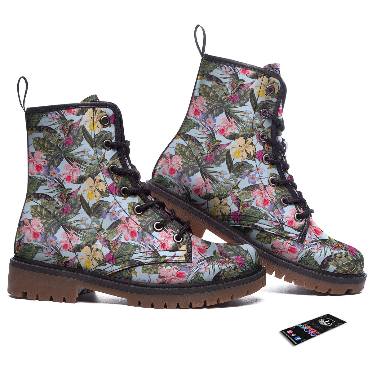 Hummingbird Tropical Print Pattern Work Boots-grizzshop