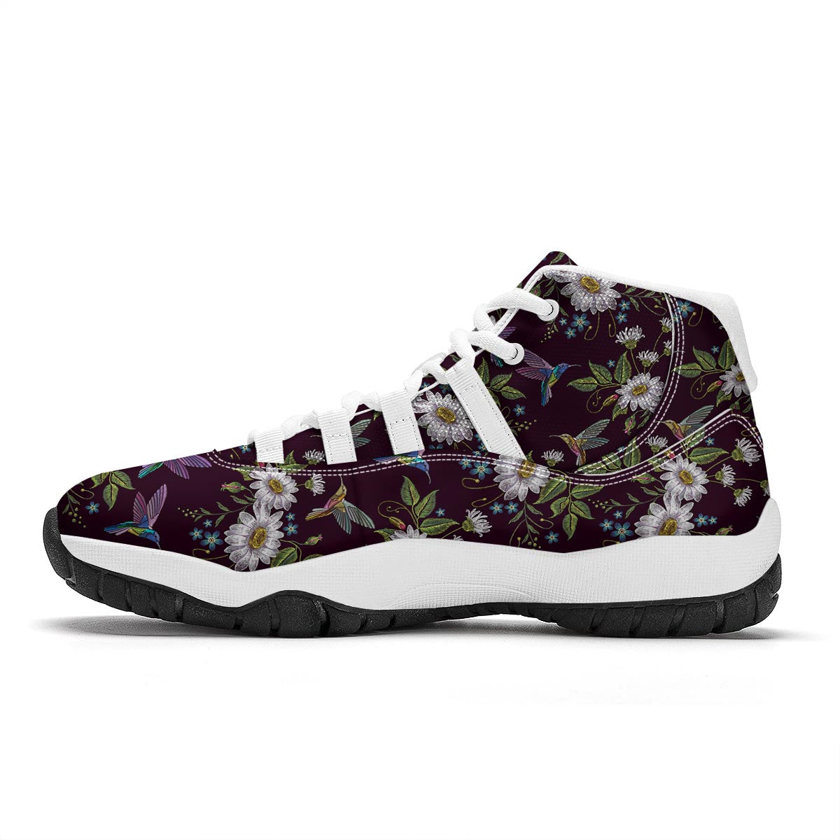 Hummingbird White Daisy White Bball Shoes-grizzshop
