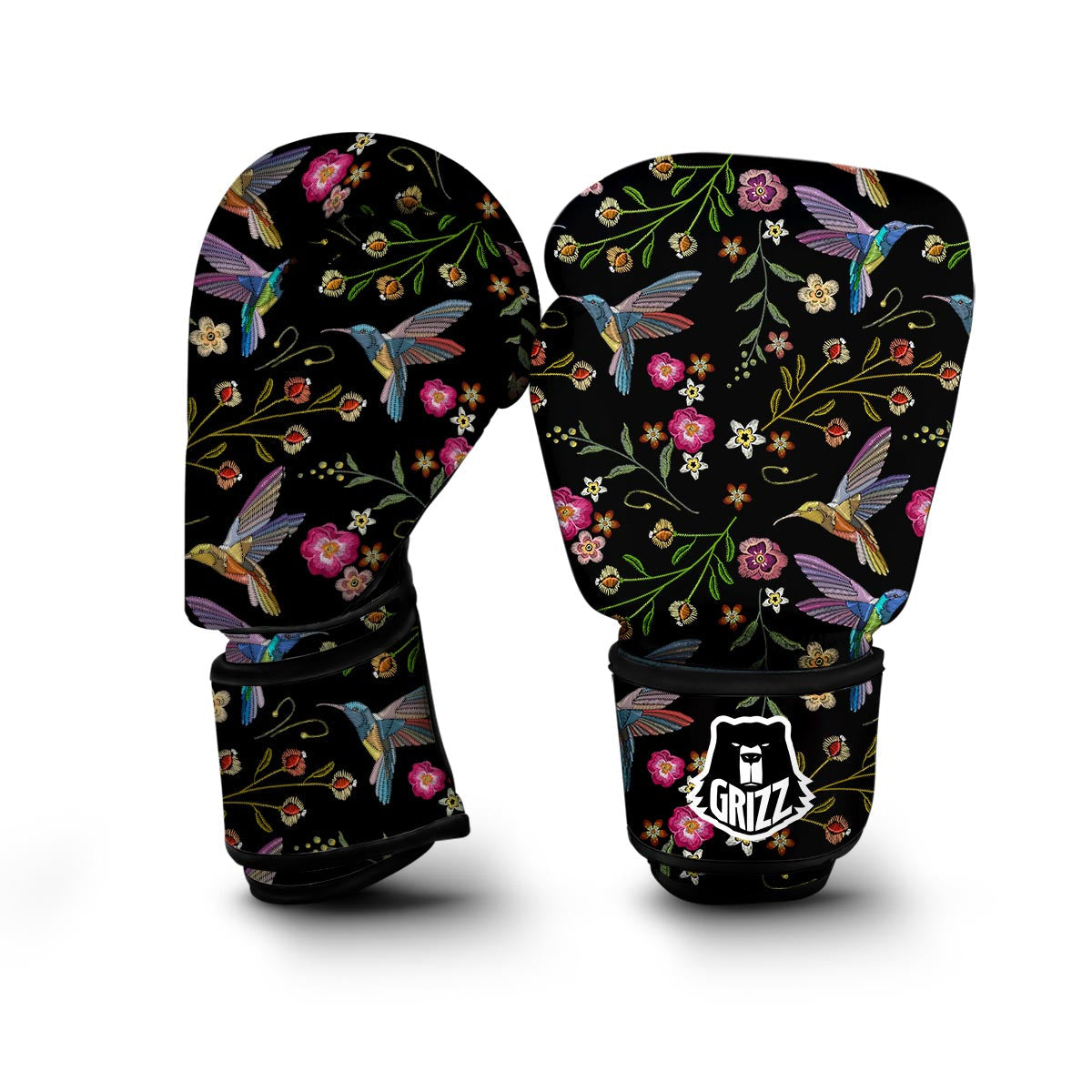 Hummingbird White Floral Boxing Gloves-grizzshop