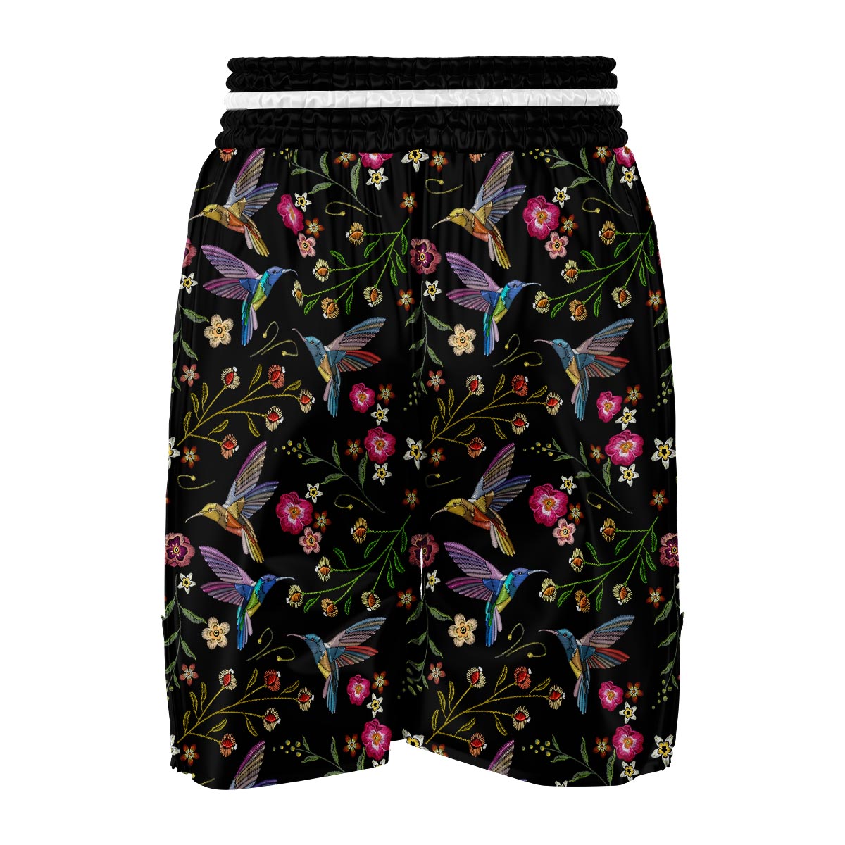 Hummingbird White Floral Boxing Shorts-grizzshop