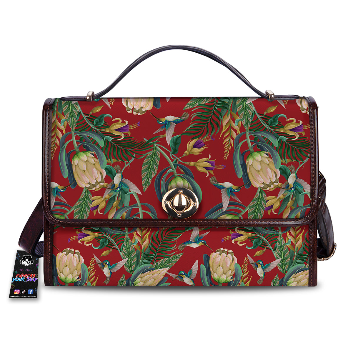 Hummingbird And Wild Flowers Print Pattern Women's Satchel Bag
