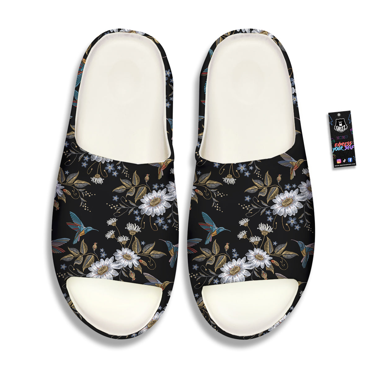Hummingbird Floral Vintage Print Pattern Sandals-grizzshop