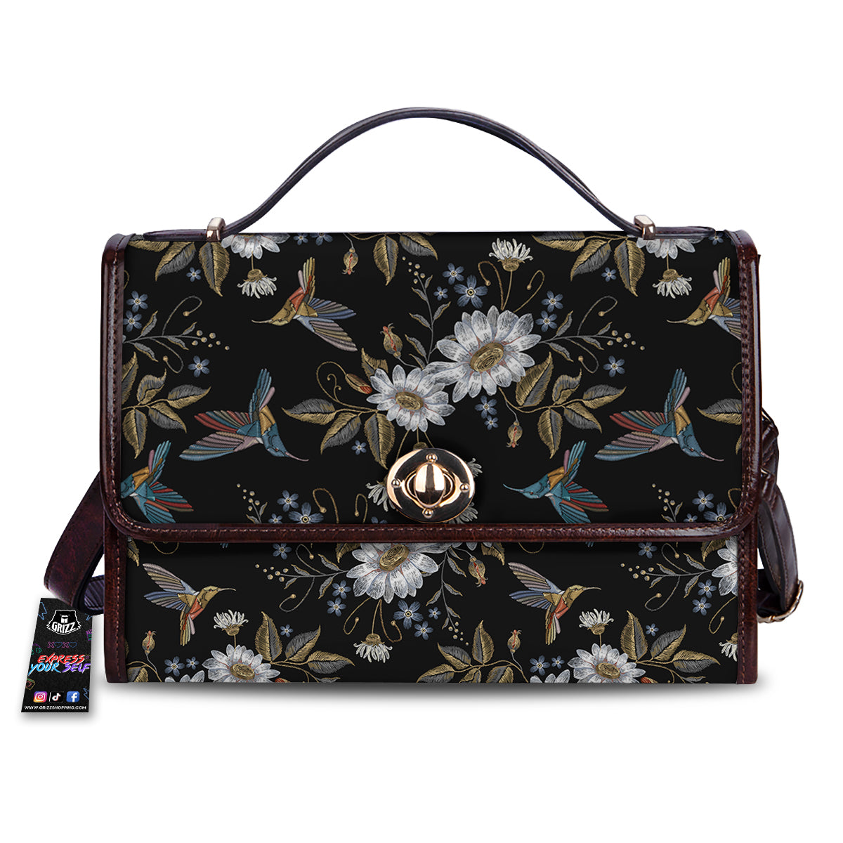 Hummingbird Floral Vintage Print Pattern Women's Satchel Bag
