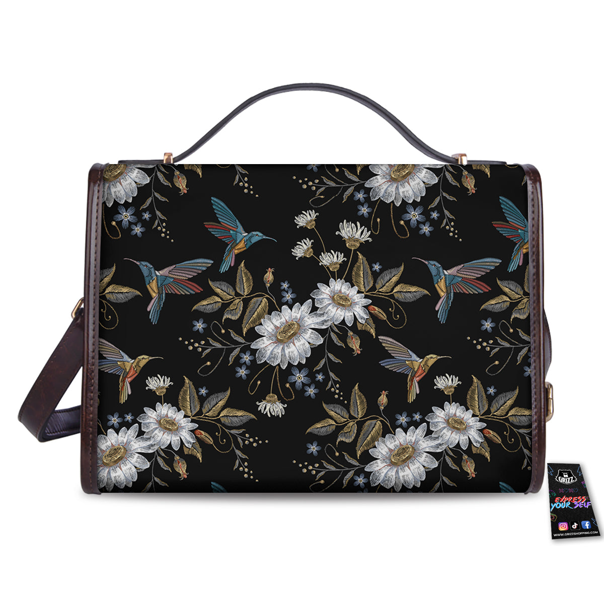 Hummingbird Floral Vintage Print Pattern Women's Satchel Bag