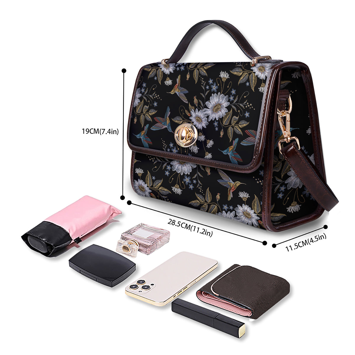 Hummingbird Floral Vintage Print Pattern Women's Satchel Bag