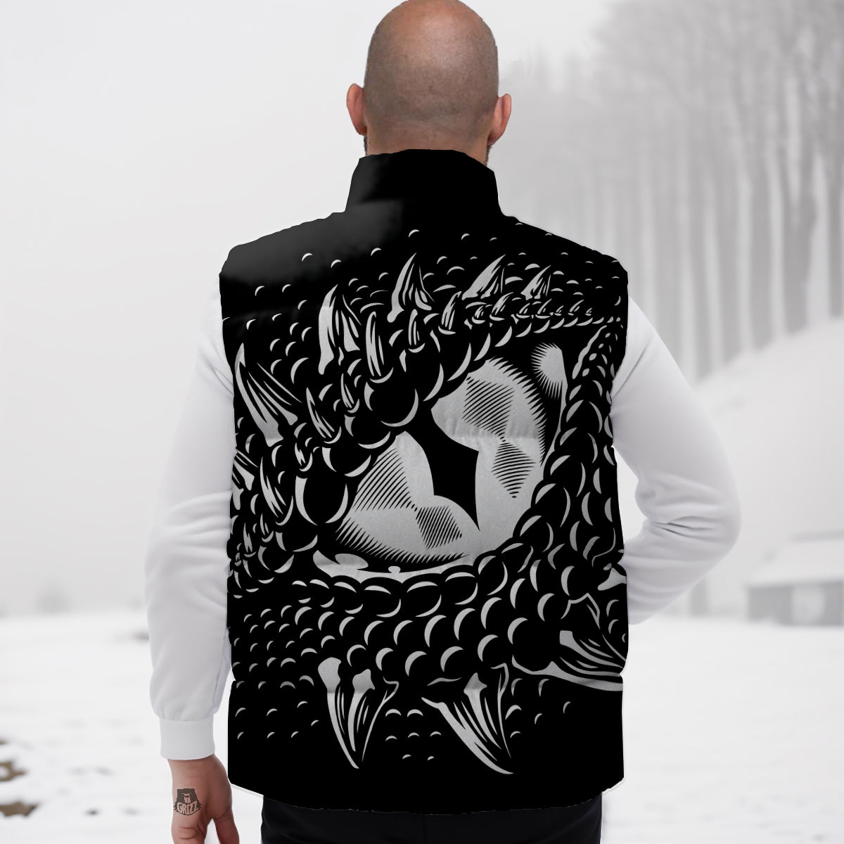 Humpback Whale Pattern Print Down Vest-grizzshop