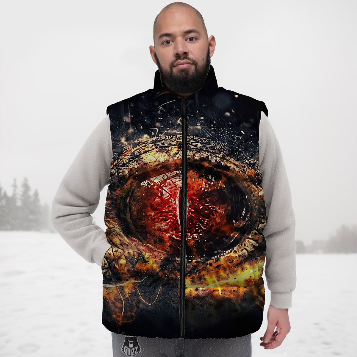 Humpback Whale Print Pattern Down Vest-grizzshop