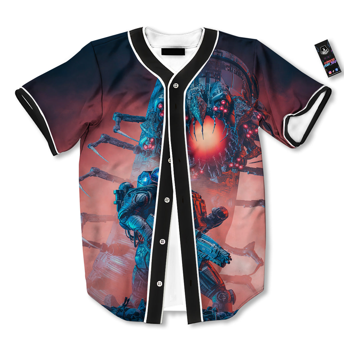 Hunting Alien Worm Print Baseball Jersey-grizzshop